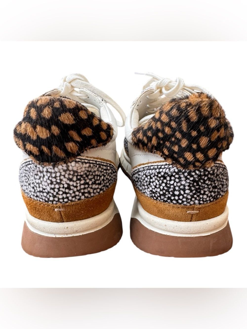 Madewell Kickoff Trainer Sneakers Olive Calf Hair Leather Size 8.5 Casual Retro - Picture 3 of 5